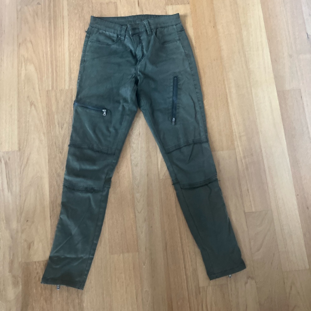 BLANKNYC Pants 26 Skinny Ankle Zipper Cargo 29" Inseam Womens Olive Green